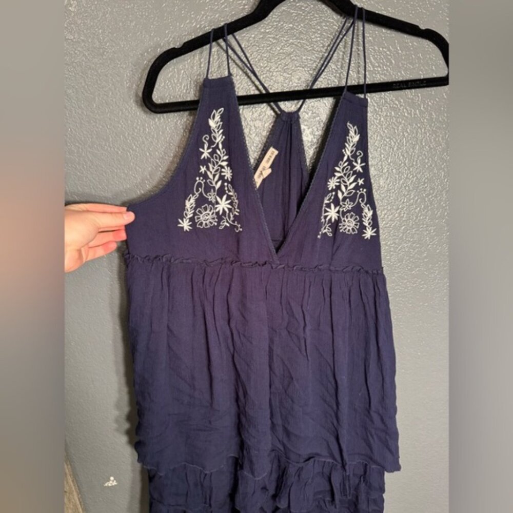 Navy Blue Sz Large Embroidered Women's Dress